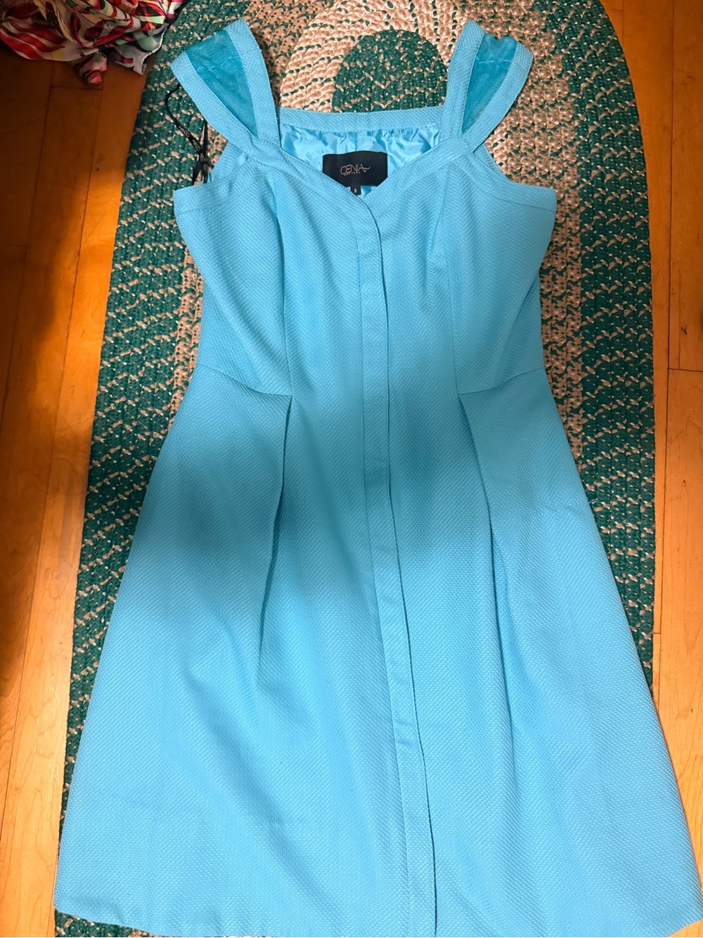 Designer Sleeveless Light Aqua Textured Midi Dress by Cynthia Rowley